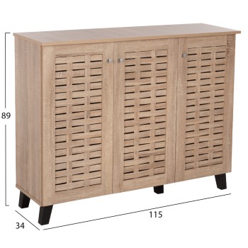 SHOE CABINET PRODY FK9610.02 MELAMINE IN SONAMA 3 DOORS 115x34x89Hcm. SHOE CABINET PRODY FK9610.02 MELAMINE IN SONAMA 3 DOORS 115x34x89Hcm.