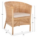 ARMCHAIR APRON FK9818 PERFORATED RATTAN IN NATURAL-WHITE CUSHION--B'RATED 75x70x85Hcm. ARMCHAIR APRON FK9818 PERFORATED RATTAN IN NATURAL-WHITE CUSHION--B'RATED 75x70x85Hcm.