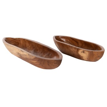 TABLE BOWLS 2PCS SET FK4305 TEAK WOOD IN NATURAL 68,5x18,5x9,5Hcm.