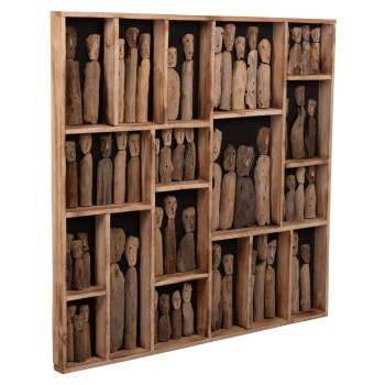 WALL DECORATION MYST FK4274 FRAME WITH FIGURINES MADE OF DRIFTWOOD 100x6x100Hcm.