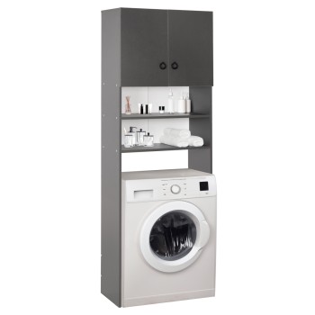 WASHING MACHINE FURNITURE TERRY FK9122.13 WITH CABINET AND SHELVES MELAMINE GREY 64Χ29Χ181Hcm.