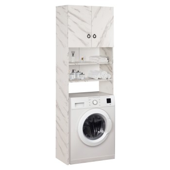WASHING MACHINE FURNITURE TERRY FK9122.12 WITH CABINET & SHELVES MELAMINE WHITE MARBLE 64Χ29Χ181Hcm.
