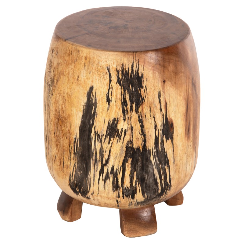 SIDE STOOL BOZZO FK9762 SUAR WOOD IN NATURAL Φ34x46Hcm.