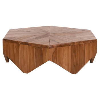 COFFEE TABLE HEXAGON FK9790 TEAK WOOD IN NATURAL  114x99x34Hcm.