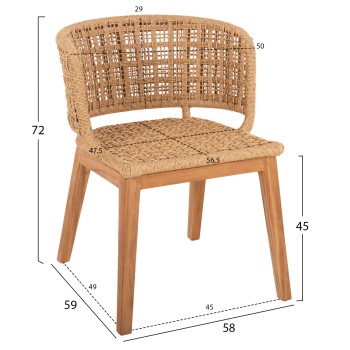 ARMCHAIR INDOORS FARLEY FK9827 TEAK WOOD-SYNTHETIC ROPE-NATURAL COLOR 58x59x72Hcm. ARMCHAIR INDOORS FARLEY FK9827 TEAK WOOD-SYNTHETIC ROPE-NATURAL COLOR 58x59x72Hcm.