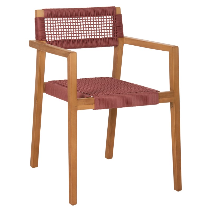 ARMCHAIR CHARLOTTE FK9637.06 TEAK WOOD & PINK ROPE--B'RATED 59x54x83Hcm. ARMCHAIR CHARLOTTE FK9637.06 TEAK WOOD & PINK ROPE--B'RATED 59x54x83Hcm.