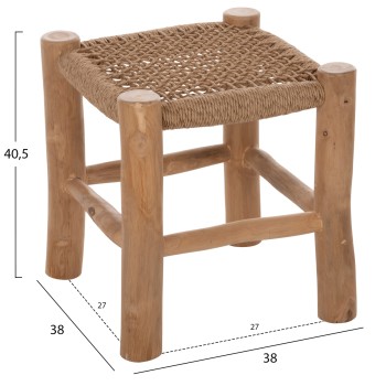 STOOL LONDER FK5987 TEAK WOOD AND SYNTHETIC RATTAN IN NATURAL 38x38x40.5Hcm. STOOL LONDER FK5987 TEAK WOOD AND SYNTHETIC RATTAN IN NATURAL 38x38x40.5Hcm.