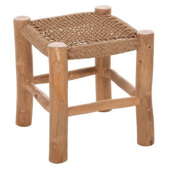 STOOL LONDER FK5987 TEAK WOOD AND SYNTHETIC RATTAN IN NATURAL 38x38x40.5Hcm.