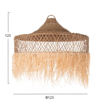CEILING PENDANT LAMP FK4031 PALM LEAF FIBERS AND SEAGRASS FRINGES IN NATURAL Φ123x65Hcm.