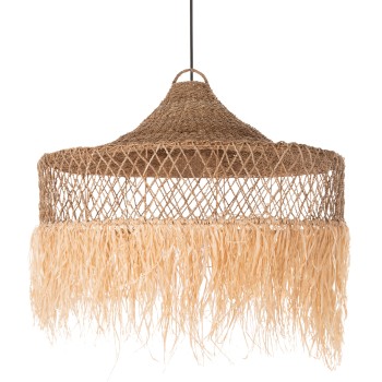 CEILING PENDANT LAMP FK4031 PALM LEAF FIBERS AND SEAGRASS FRINGES IN NATURAL Φ123x65Hcm.