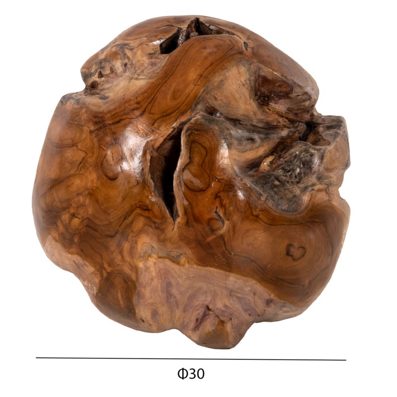 FLOOR DECORATION CLEM FK9654 SPHERE MADE OF SOLID TEAK WOOD-SMALL SIZE Φ30cm.
