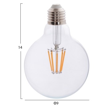 LIGHT BULB FK4050.01 GLOBO LED FILAMENT 8W E27 3000K CLEAR DIMMABLE LIGHT BULB FK4050.01 GLOBO LED FILAMENT 8W E27 3000K CLEAR DIMMABLE