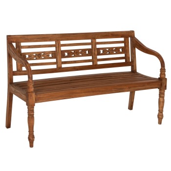 OUTDOOR BENCH FK7903 SOLID MAHOGANY WOOD IN NATURAL WITH BACKREST AND ARMS 148x54x90Hcm.