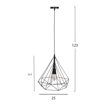 CEILING PENDANT LAMP FK4040 BLACK METAL CAP 25x22x123Hcm. CEILING PENDANT LAMP FK4040 BLACK METAL CAP 25x22x123Hcm.