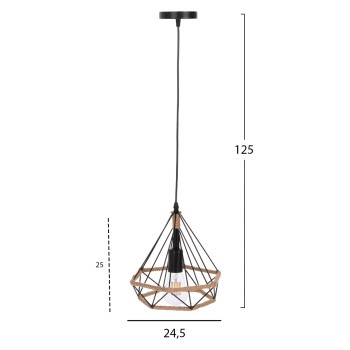 CEILING PENDANT LAMP FK4061 BLACK METAL-ROPE 24,5x21,5x125Hcm. CEILING PENDANT LAMP FK4061 BLACK METAL-ROPE 24,5x21,5x125Hcm.