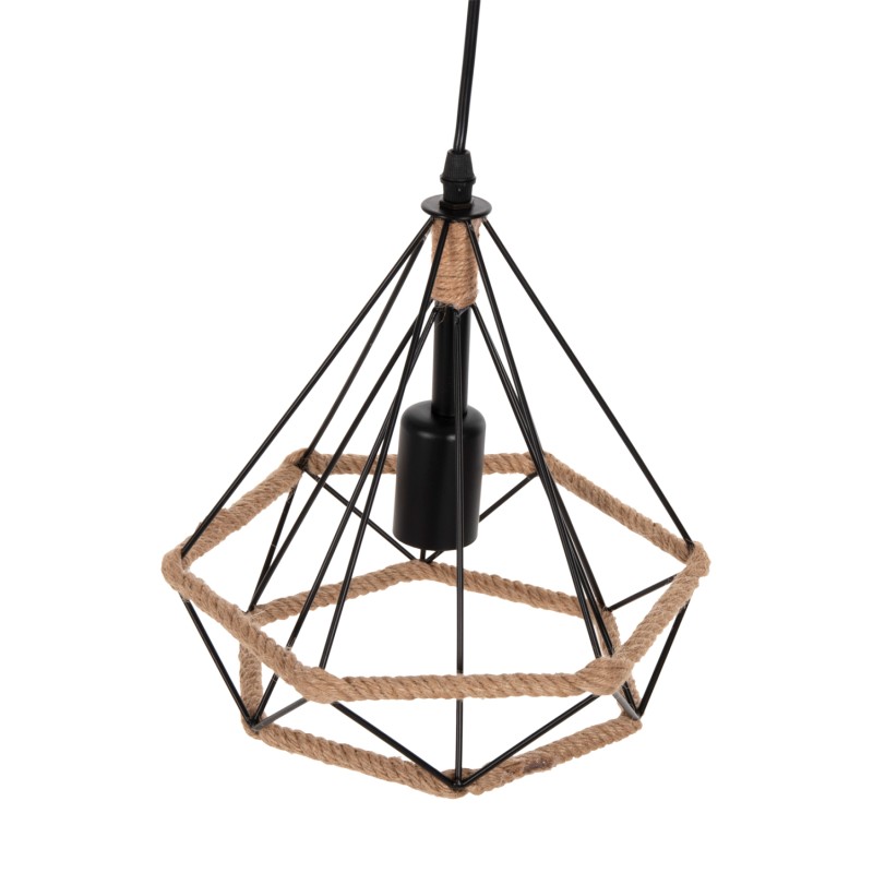 CEILING PENDANT LAMP FK4061 BLACK METAL-ROPE 24,5x21,5x125Hcm. CEILING PENDANT LAMP FK4061 BLACK METAL-ROPE 24,5x21,5x125Hcm.