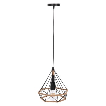 CEILING PENDANT LAMP FK4061 BLACK METAL-ROPE 24,5x21,5x125Hcm.