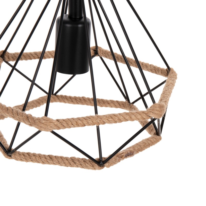 CEILING PENDANT LAMP FK4061 BLACK METAL-ROPE 24,5x21,5x125Hcm. CEILING PENDANT LAMP FK4061 BLACK METAL-ROPE 24,5x21,5x125Hcm.