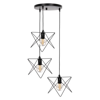 CEILING PENDANT LAMP FK4076 3-LIGHT BLACK METAL Φ23x122Hcm.