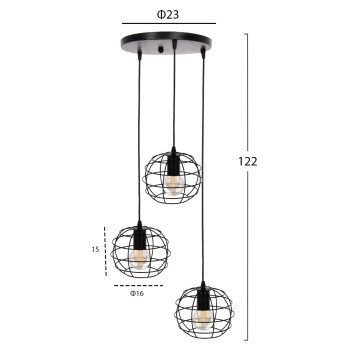CEILING PENDANT LAMP FK4038 3 METAL SPHERES Φ23x122Hcm. CEILING PENDANT LAMP FK4038 3 METAL SPHERES Φ23x122Hcm.