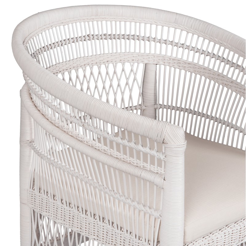 ARMCHAIR MALAWI FK9635.02 MAHOGANY WOOD WITH RATTAN IN WHITE--B'RATED 80x70x86Hcm. ARMCHAIR MALAWI FK9635.02 MAHOGANY WOOD WITH RATTAN IN WHITE--B'RATED 80x70x86Hcm.