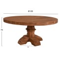 DINING TABLE ROUND PROVENCE FK9642 RECYCLED TEAK WOOD CARVED LEG-8cm.TABLETOP Φ180x76Hcm.