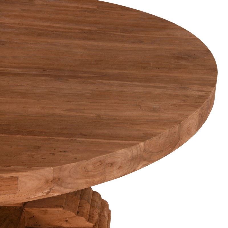 DINING TABLE ROUND PROVENCE FK9642 RECYCLED TEAK WOOD CARVED LEG-8cm.TABLETOP Φ180x76Hcm.