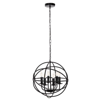 CEILING PENDANT LAMP FK4127 BLACK METAL SPHERE 6-LIGHT Φ42x108Hcm.