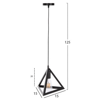 CEILING PENDANT LAMP FK4181 BLACK METAL CAP PYRAMID 15x15x125Hcm. CEILING PENDANT LAMP FK4181 BLACK METAL CAP PYRAMID 15x15x125Hcm.