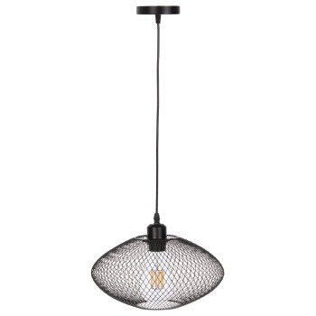 CEILING PENDANT LAMP FK4094 BLACK METAL MESH CAP Φ30x125Hcm.