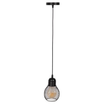 CEILING PENDANT LAMP FK4171 BLACK METAL MESH CAP Φ13x125Hcm.