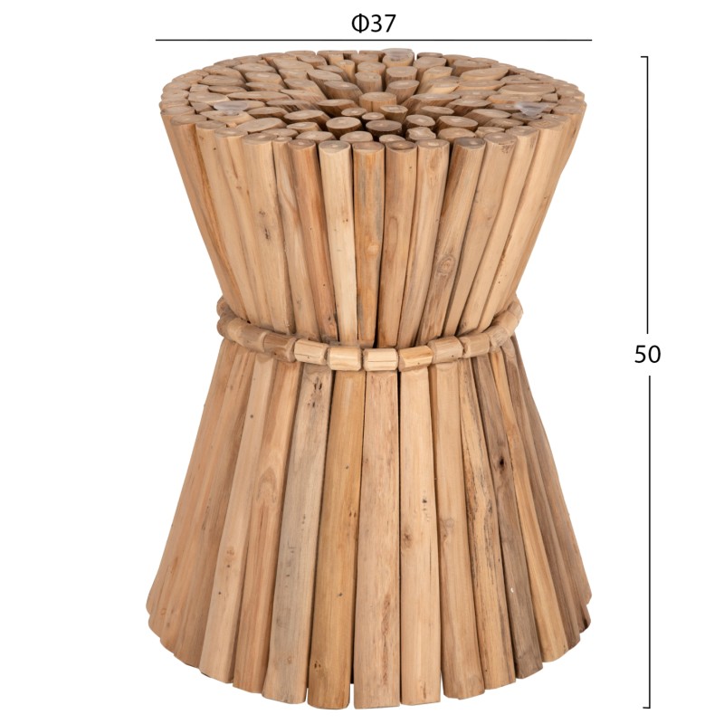 SIDE TABLE ROUND COOTER FK9792 TEAK BRANCHES IN NATURAL Φ37x50Hcm.