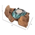 TABLE DECOR FK4283 CANDLE BASE-1 SPOT-SOLID TEAK WOOD AND GLASS-NATURAL TABLE DECOR FK4283 CANDLE BASE-1 SPOT-SOLID TEAK WOOD AND GLASS-NATURAL