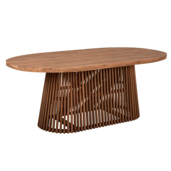 DINING TABLE REMIK FK9835 RECYCLED TEAK WOOD IN NATURAL 100x200x75,5Hcm. TABLETOP 4cm.