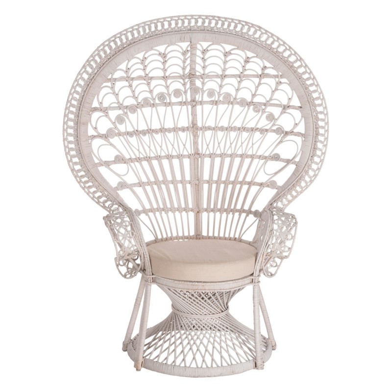 ARMCHAIR ROYAL PEACOCK FK9342.02 RATTAN IN WHITE- CUSHION WHITE 114x72x150Hcm. ARMCHAIR ROYAL PEACOCK FK9342.02 RATTAN IN WHITE- CUSHION WHITE 114x72x150Hcm.