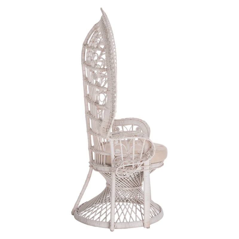 ARMCHAIR ROYAL PEACOCK FK9342.02 RATTAN IN WHITE- CUSHION WHITE 114x72x150Hcm. ARMCHAIR ROYAL PEACOCK FK9342.02 RATTAN IN WHITE- CUSHION WHITE 114x72x150Hcm.