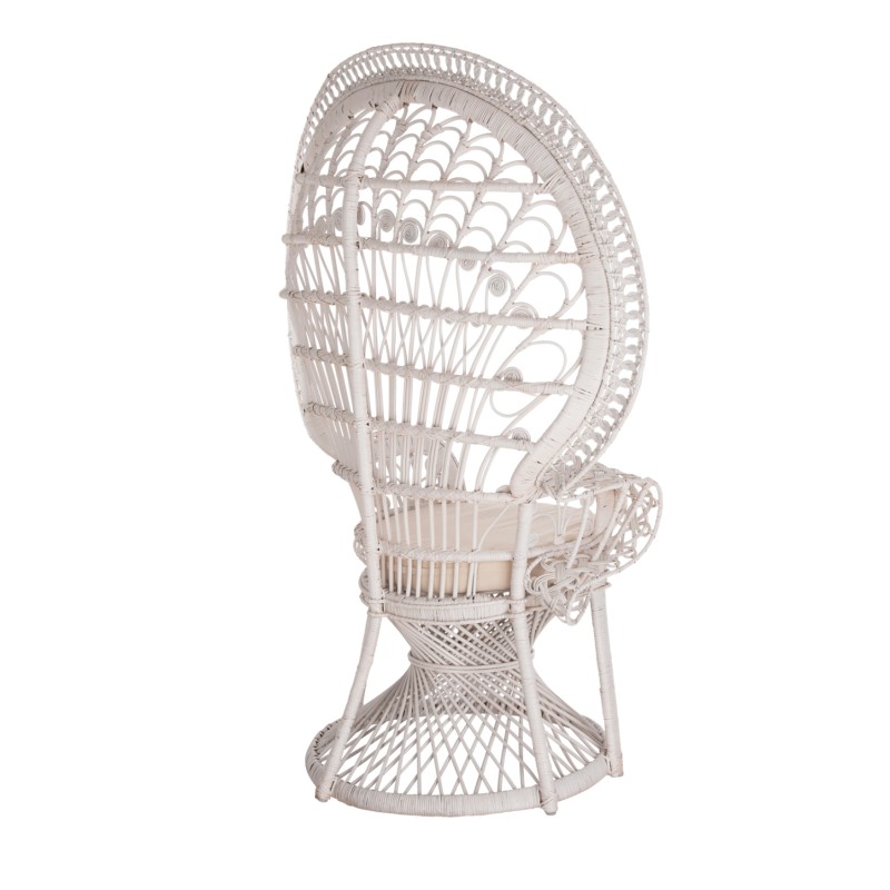 ARMCHAIR ROYAL PEACOCK FK9342.02 RATTAN IN WHITE- CUSHION WHITE 114x72x150Hcm. ARMCHAIR ROYAL PEACOCK FK9342.02 RATTAN IN WHITE- CUSHION WHITE 114x72x150Hcm.