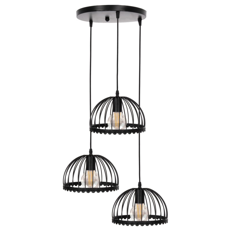 CEILING PENDANT LAMP FK4086 3-LIGHT BLACK METAL CAPS LIKE UMBRELLAS Φ22x123Hcm. CEILING PENDANT LAMP FK4086 3-LIGHT BLACK METAL CAPS LIKE UMBRELLAS Φ22x123Hcm.