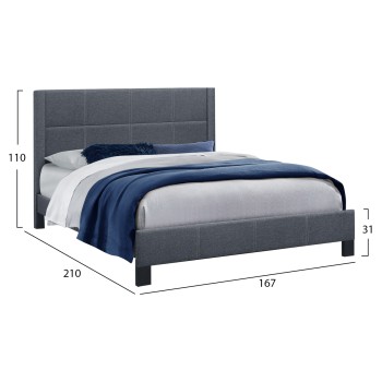 BED TRILLOP FK666.02 DARK GREY FABRIC- 160x200cm. MATTRESS BED TRILLOP FK666.02 DARK GREY FABRIC- 160x200cm. MATTRESS