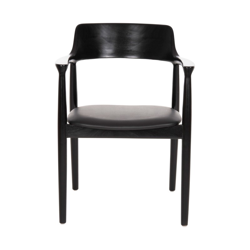 DINING ARMCHAIR KINGSLEY FK9634.02 MAHOGANY WOOD-BLACK VINYL 58x53x80Hcm. DINING ARMCHAIR KINGSLEY FK9634.02 MAHOGANY WOOD-BLACK VINYL 58x53x80Hcm.