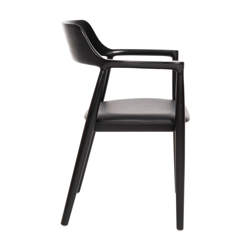 DINING ARMCHAIR KINGSLEY FK9634.02 MAHOGANY WOOD-BLACK VINYL 58x53x80Hcm. DINING ARMCHAIR KINGSLEY FK9634.02 MAHOGANY WOOD-BLACK VINYL 58x53x80Hcm.