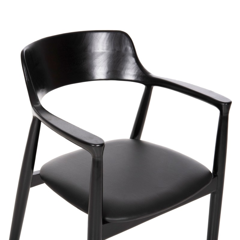 DINING ARMCHAIR KINGSLEY FK9634.02 MAHOGANY WOOD-BLACK VINYL 58x53x80Hcm. DINING ARMCHAIR KINGSLEY FK9634.02 MAHOGANY WOOD-BLACK VINYL 58x53x80Hcm.