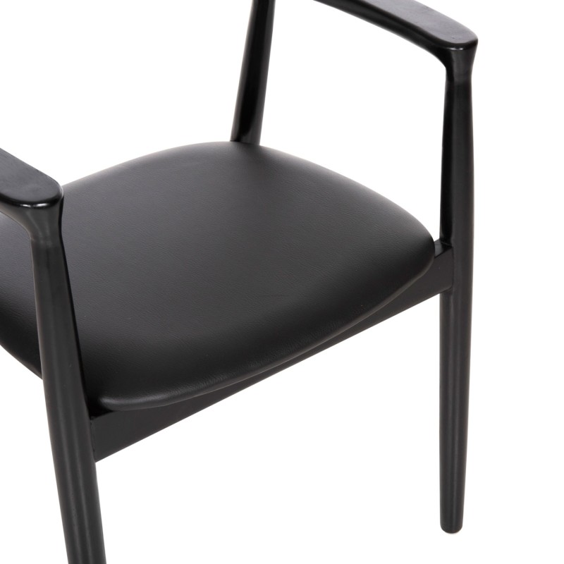 DINING ARMCHAIR KINGSLEY FK9634.02 MAHOGANY WOOD-BLACK VINYL 58x53x80Hcm. DINING ARMCHAIR KINGSLEY FK9634.02 MAHOGANY WOOD-BLACK VINYL 58x53x80Hcm.