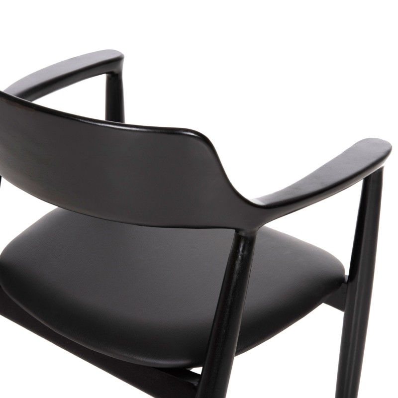 DINING ARMCHAIR KINGSLEY FK9634.02 MAHOGANY WOOD-BLACK VINYL 58x53x80Hcm. DINING ARMCHAIR KINGSLEY FK9634.02 MAHOGANY WOOD-BLACK VINYL 58x53x80Hcm.