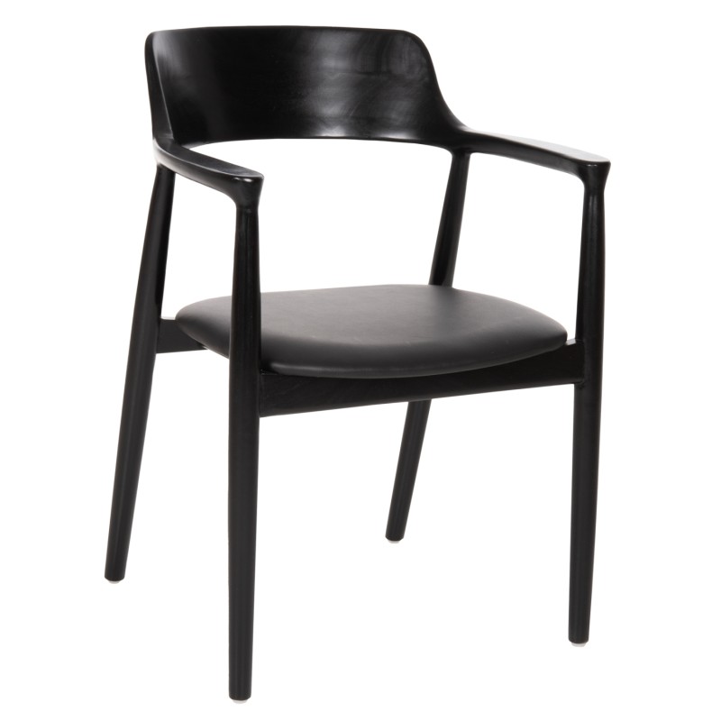 DINING ARMCHAIR KINGSLEY FK9634.02 MAHOGANY WOOD-BLACK VINYL 58x53x80Hcm. DINING ARMCHAIR KINGSLEY FK9634.02 MAHOGANY WOOD-BLACK VINYL 58x53x80Hcm.
