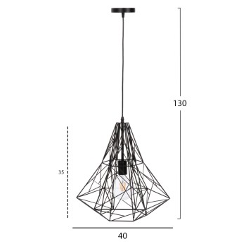 CEILING PENDANT LAMP FK4068 BLACK METAL CAP 40x35x130Hcm. CEILING PENDANT LAMP FK4068 BLACK METAL CAP 40x35x130Hcm.