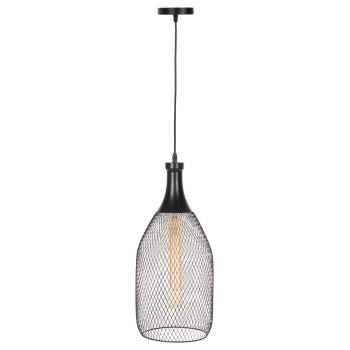 CEILING PENDANT LAMP FK4105 BLACK METAL MESH CAP Φ20x145Hcm.