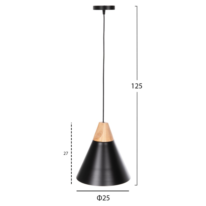 CEILING PENDANT LAMP FK4143 BLACK METAL CAP Φ25x125Hcm. CEILING PENDANT LAMP FK4143 BLACK METAL CAP Φ25x125Hcm.