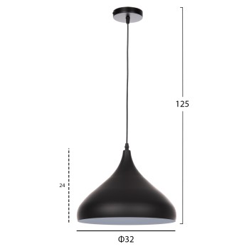 CEILING PENDANT LAMP FK4157 BLACK METAL CAP Φ32x125Hcm. CEILING PENDANT LAMP FK4157 BLACK METAL CAP Φ32x125Hcm.