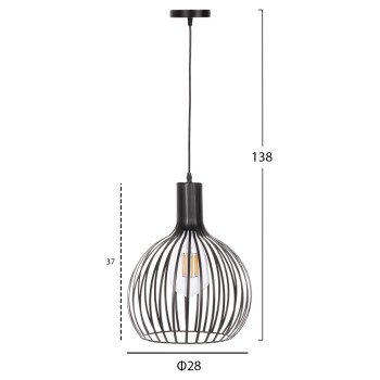CEILING PENDANT LAMP FK4164 BLACK METAL CAP Φ28x138Hcm. CEILING PENDANT LAMP FK4164 BLACK METAL CAP Φ28x138Hcm.